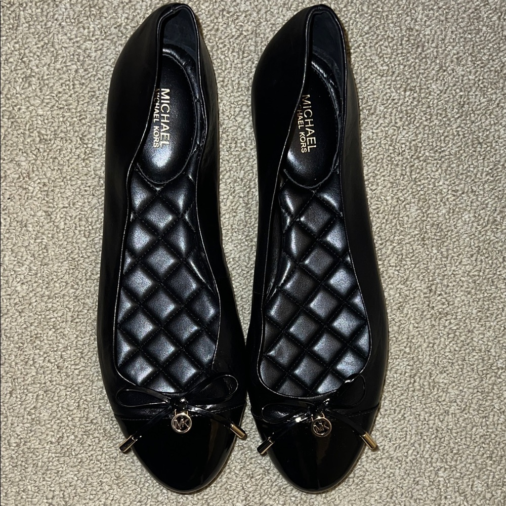 Michael Kors Black Patent Flats with Bow